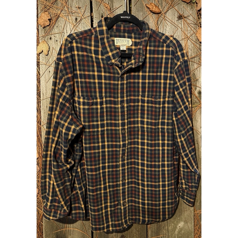 Duluth Trading Heavy Weight Plaid Long Sleeve Button Down Shirt Sz XL TubA2